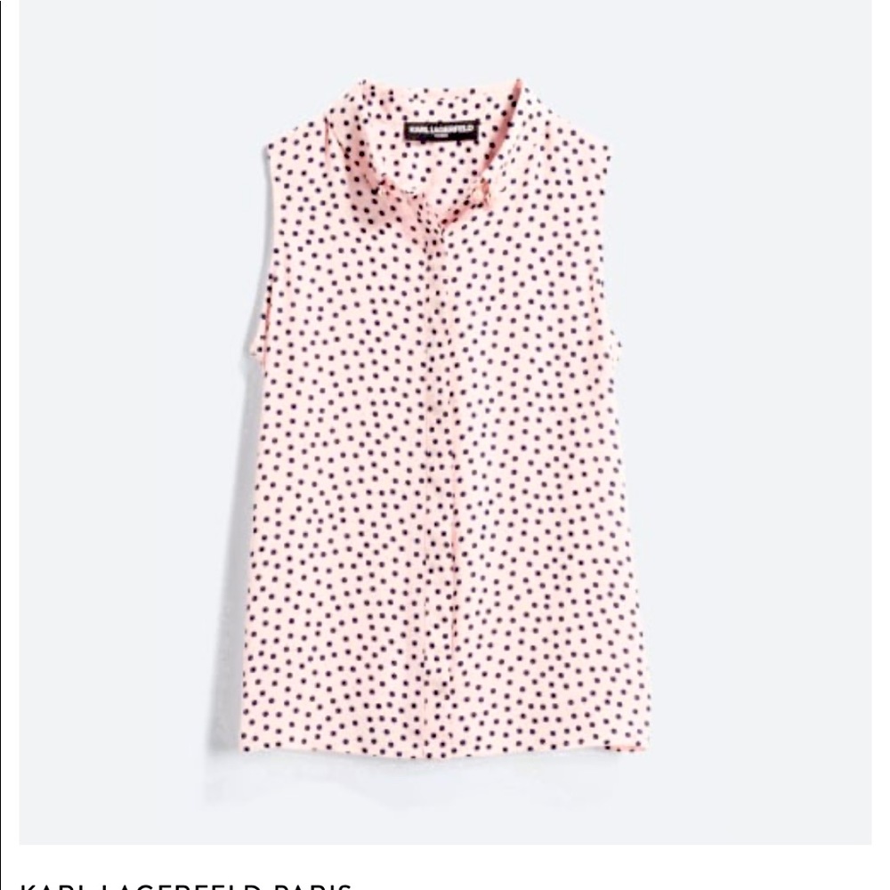 NWT Stitch Fix Pink Polka Dot Sleeveless Blouse XS by Karl Lagerfeld